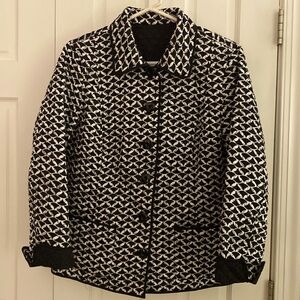 Talbots Black/Black and white Print reversible Quilted Jacket size large